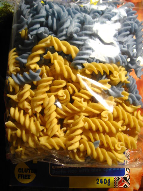 Голубые жёлтые макароны без глютена 240 грамм рис амарант спирулина