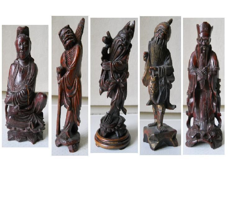Старинные китайские статуэтки из красного дерева