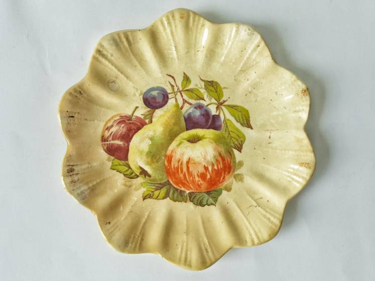 Декоративная тарелка фарфор Фрукты Jakov Teichfeld Pruszkow 19 век