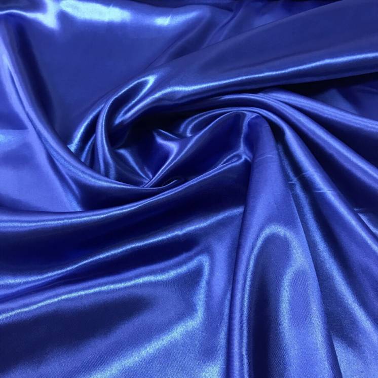 Ткань атлас синий однотонный ширина 150см
