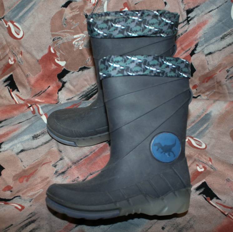 Дитячі гумові чоботи утеплені з підсвічуванням Lupilu,резиновые сапоги
