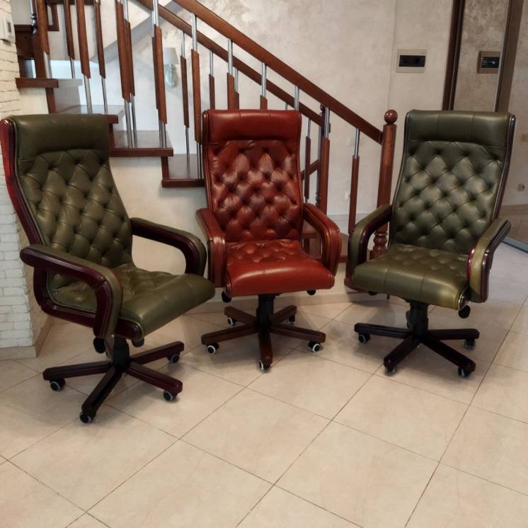 Новое кожаное кабинетное кресло Garne Kriselechko, крісло офісне